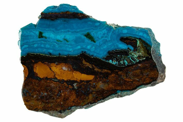 Polished Banded Chrysocolla and Malachite - Bagdad Mine, Arizona #324617
